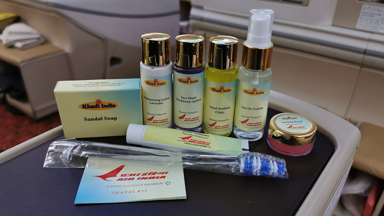 Contents of amenity kit in Air India's Boeing 787 Business Class
