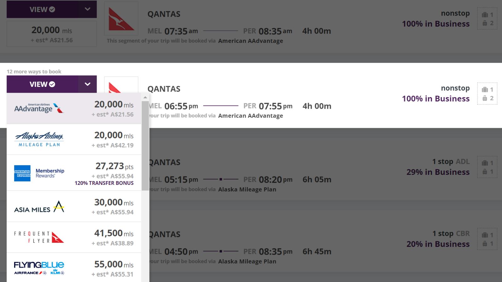 AwardLogic Qantas partners