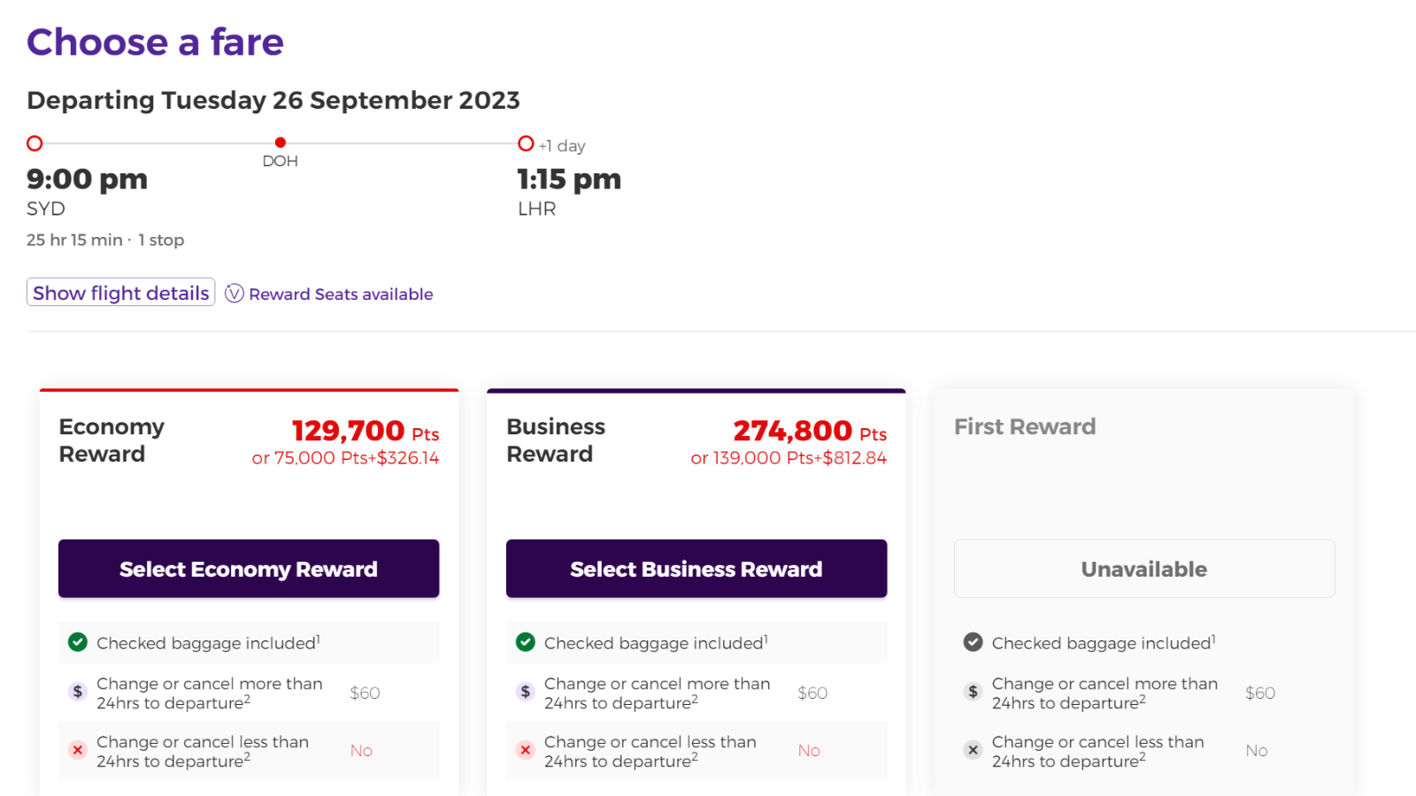 Qatar Airways search with Velocity