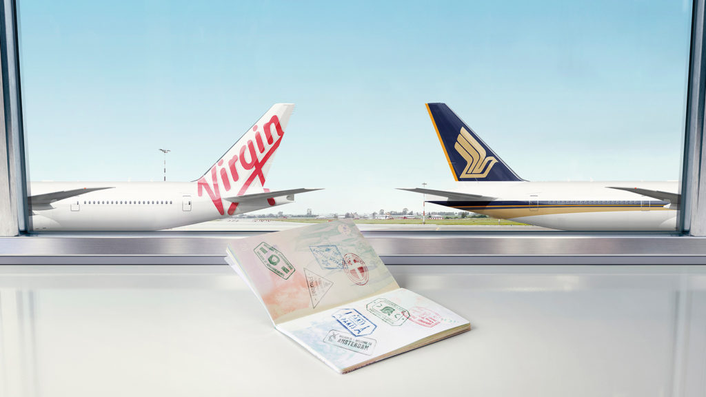 Virgin Australia and Singapore Airlines plane