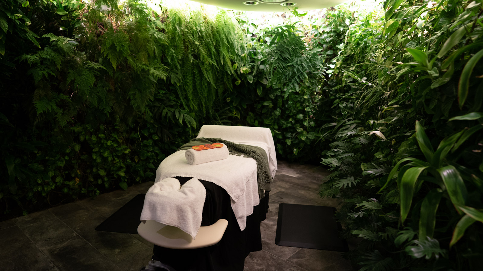 Treatment room at Qantas First Lounge spa