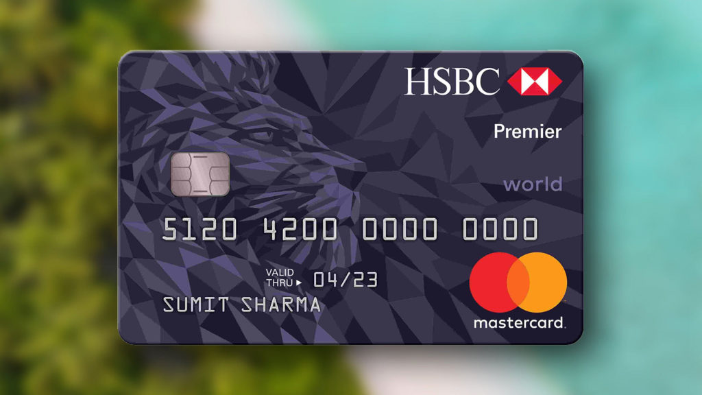 HSBC Premier World Mastercard on holiday background