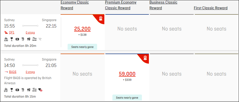 Booking Qantas and British Airways using the Qantas website