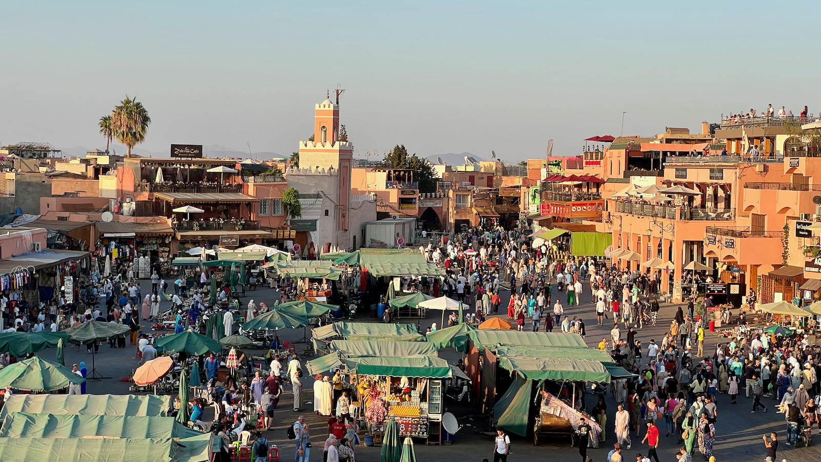 Marrakech main square popular at sunset
