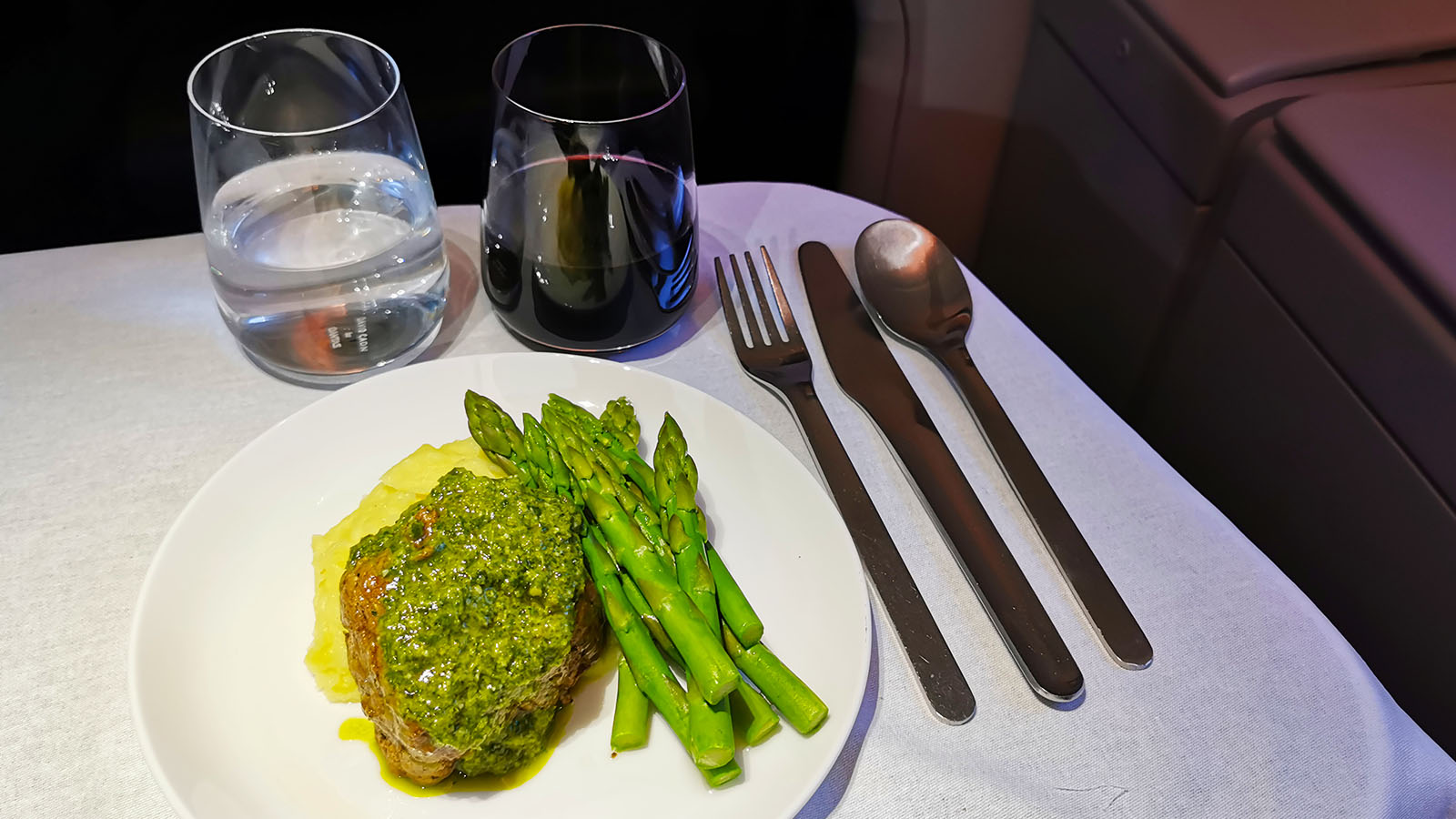 Beef fillet in Qantas Airbus A380 Business