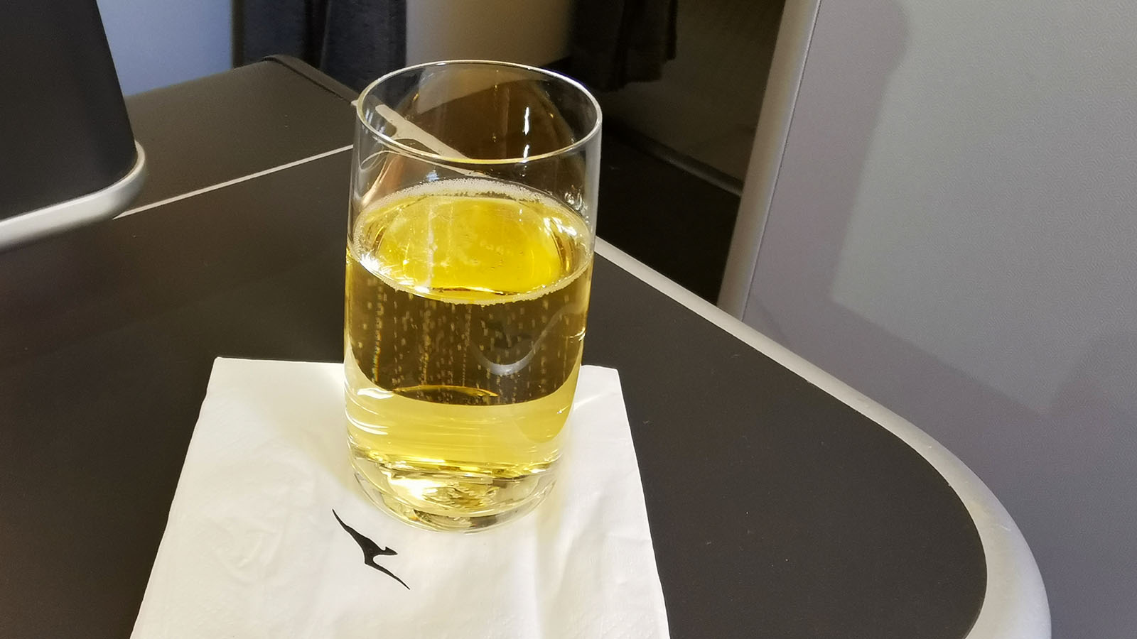Champagne in Qantas Airbus A380 Business