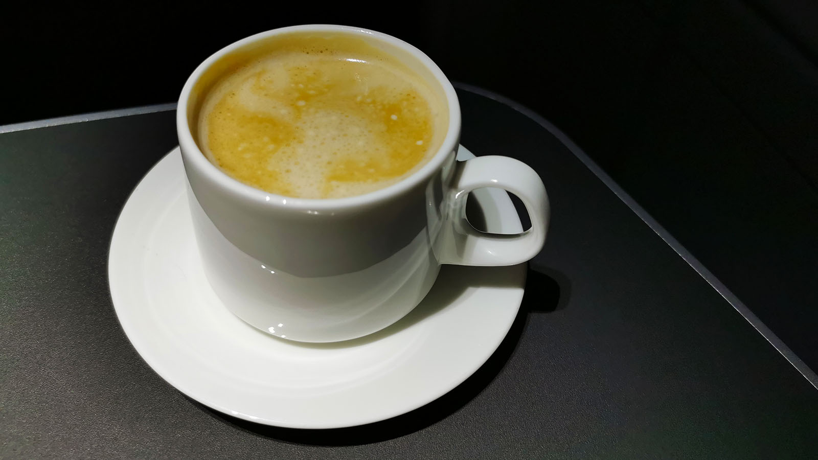 Coffee in Qantas Airbus A380 Business