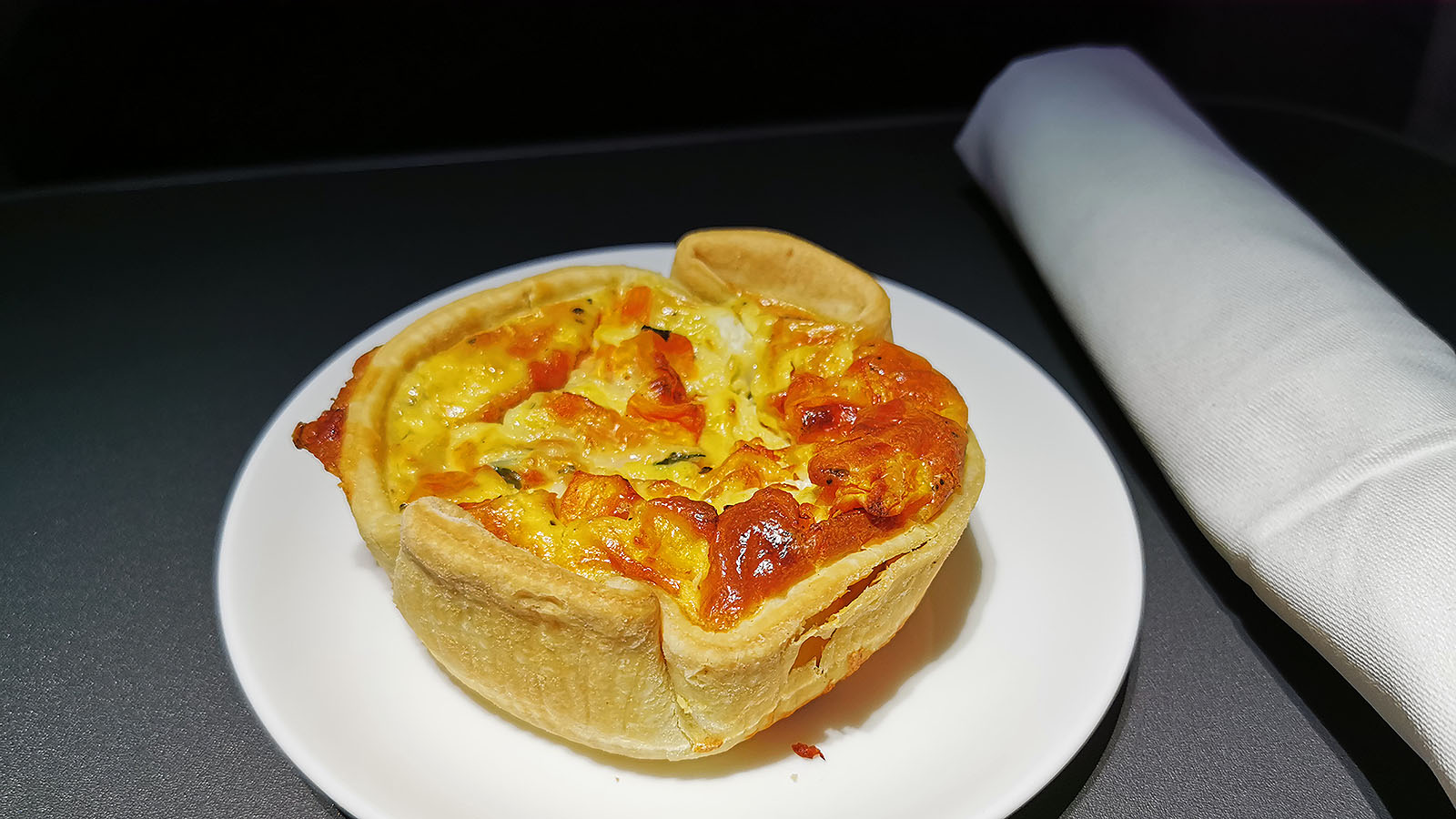 Quiche in Qantas Airbus A380 Business