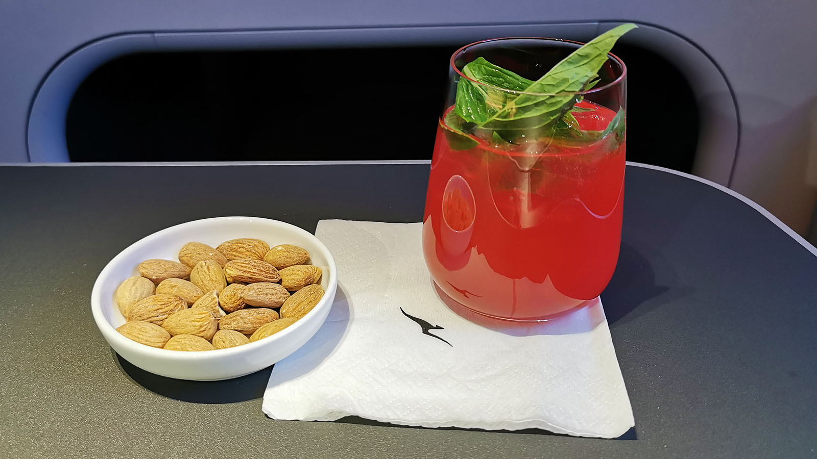 Cocktail in Qantas Airbus A380 Business