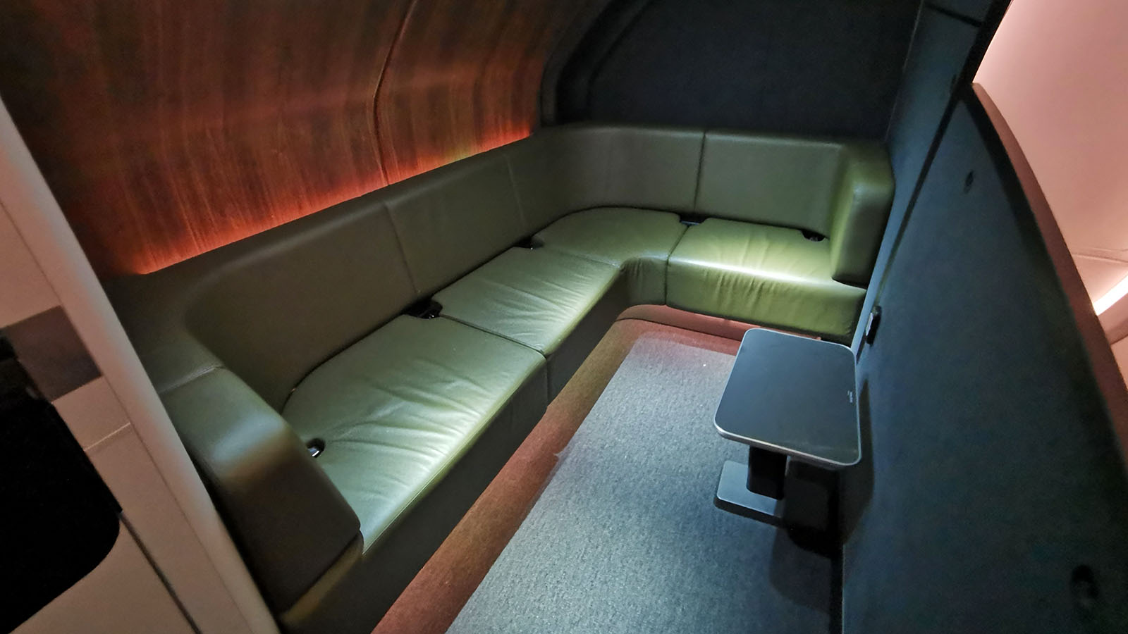 Seating in Qantas Airbus A380 inflight lounge for Business and First