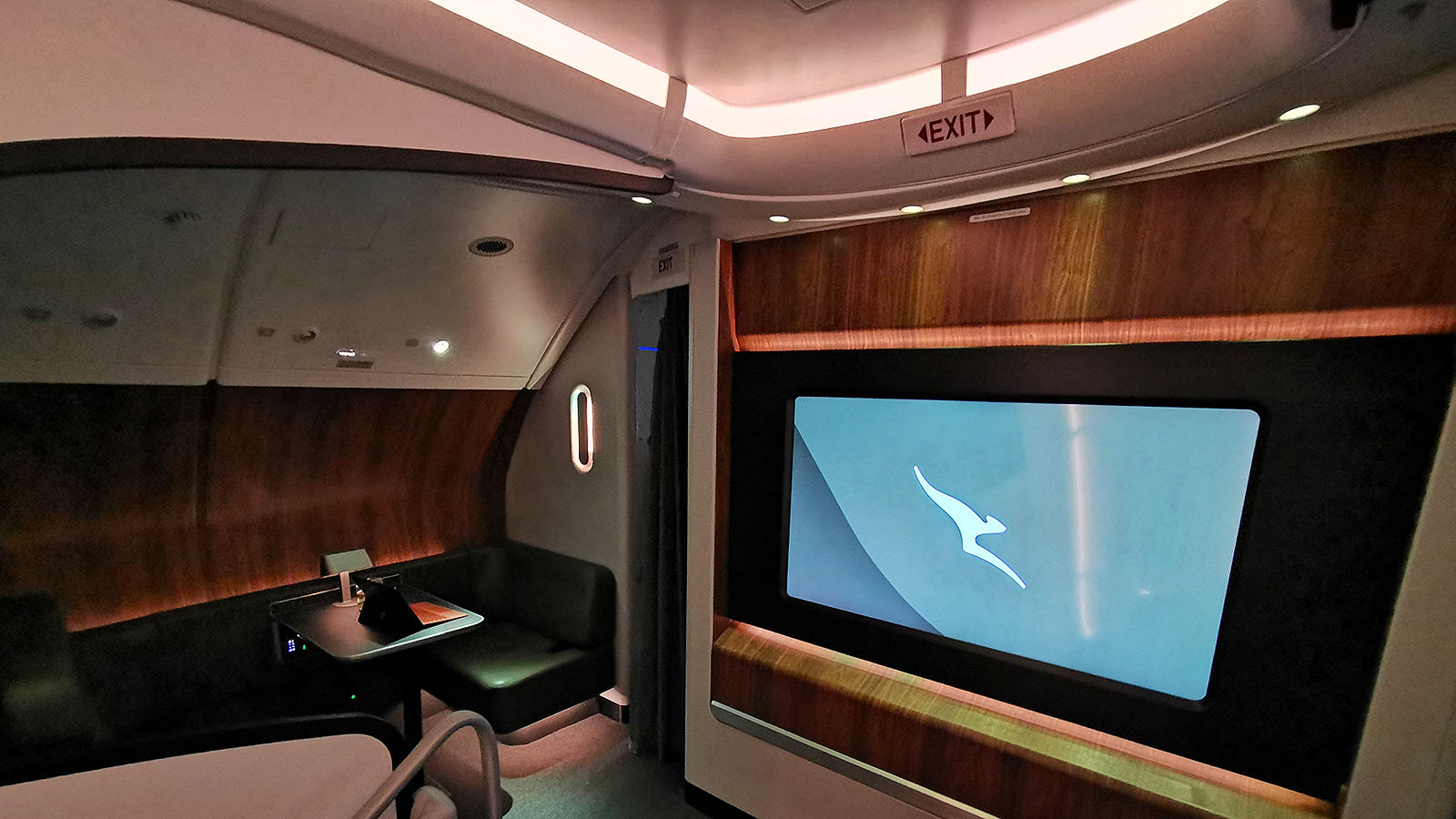 Space in Qantas Airbus A380 inflight lounge for Business and First