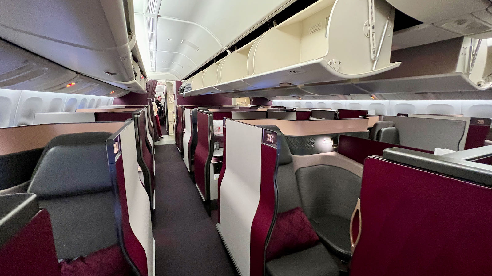 Qatar Airways 777 Business Class cabin