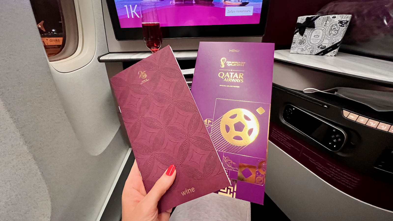 Qatar Airways 777 Business Class menus