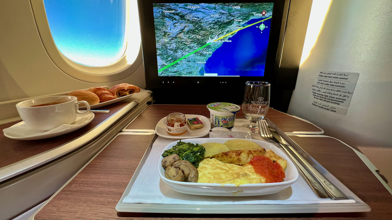 RAM Business Class breakfast over Spain