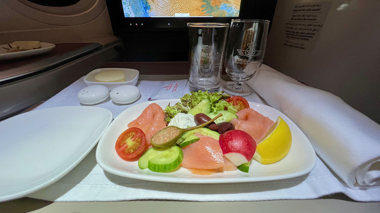 RAM smoked salmon salad Business Class