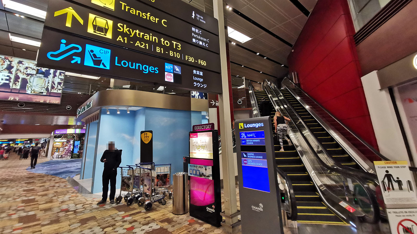 Escalator to the British Airways Lounge, Singapore