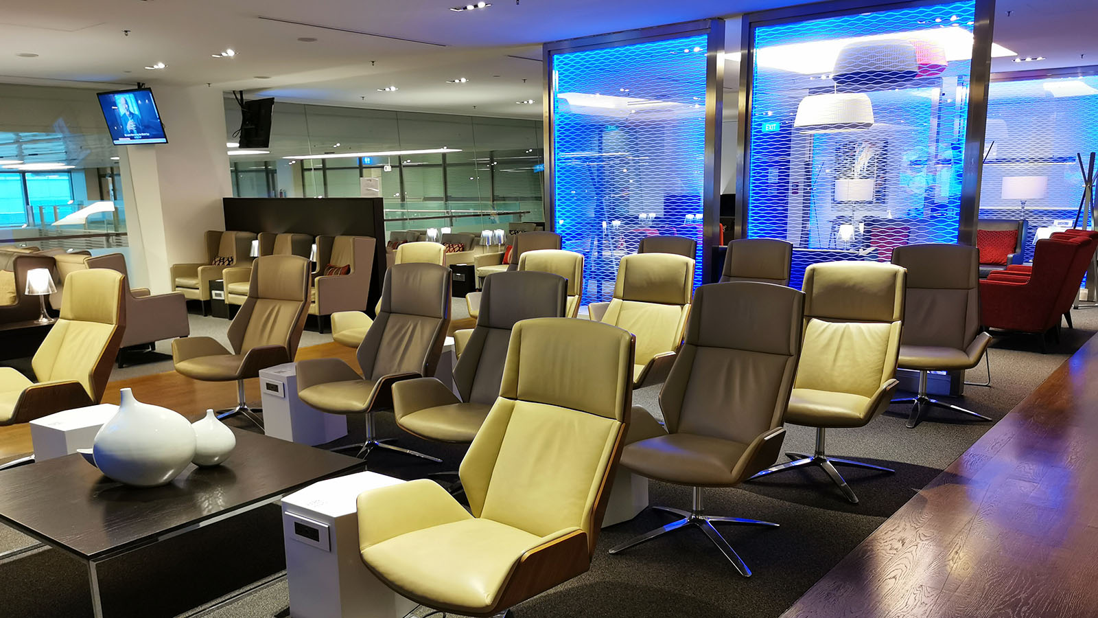 TV zone seating at the British Airways Lounge, Singapore