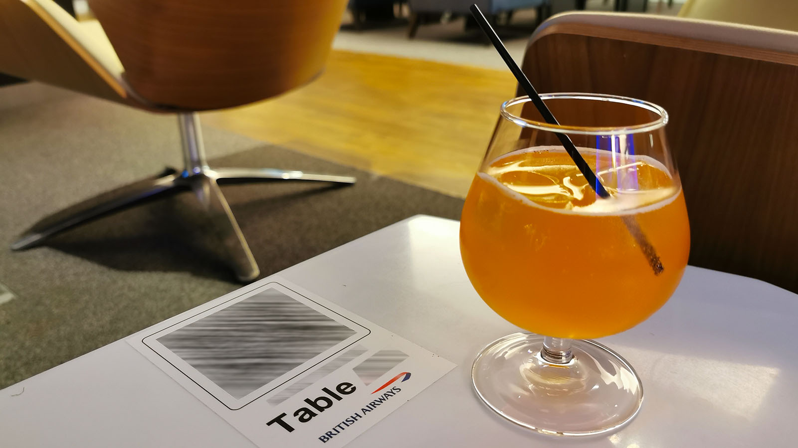 Tequila sunrise cocktail at the British Airways Lounge, Singapore