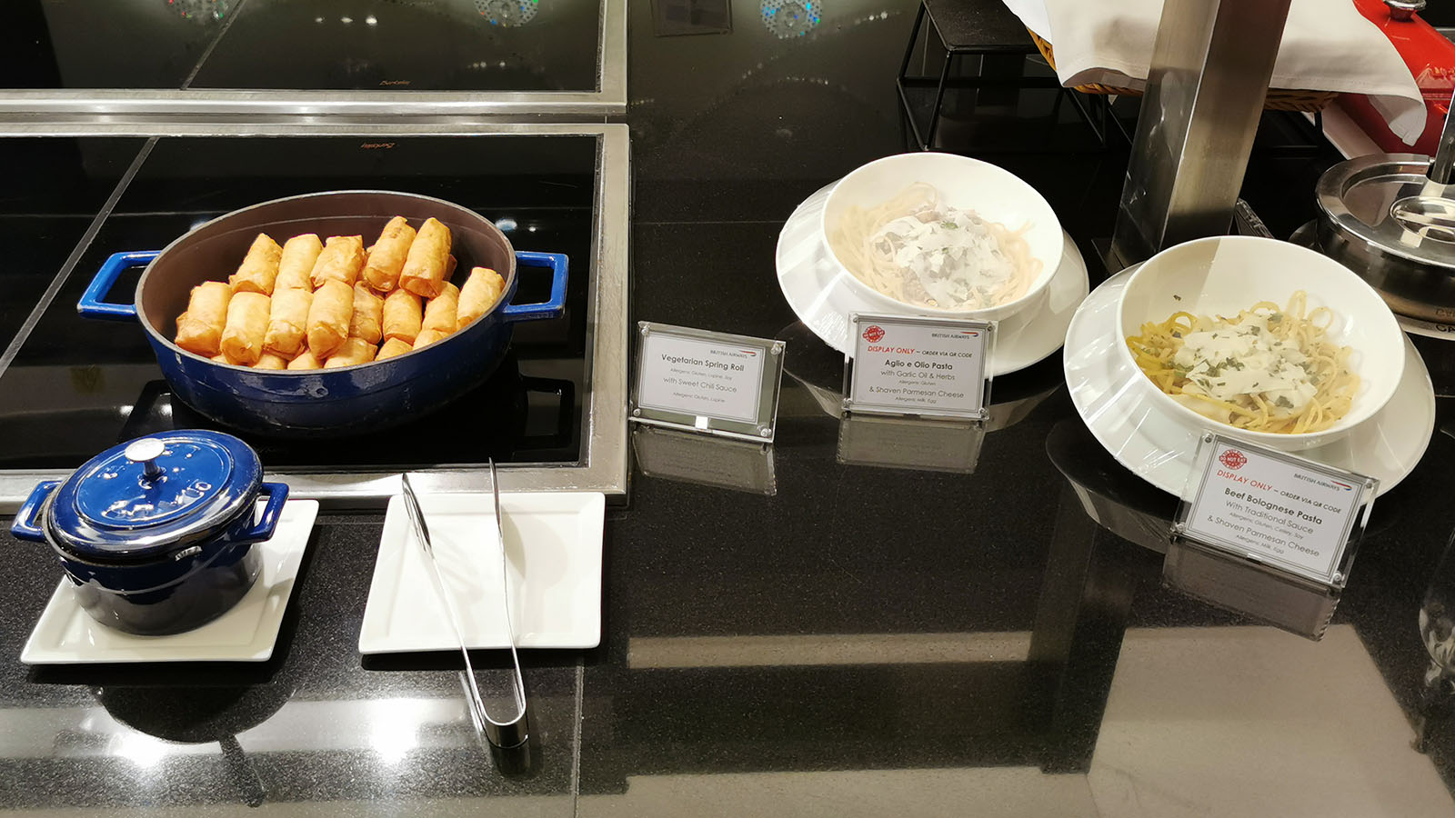 Spring rolls at the British Airways Lounge, Singapore