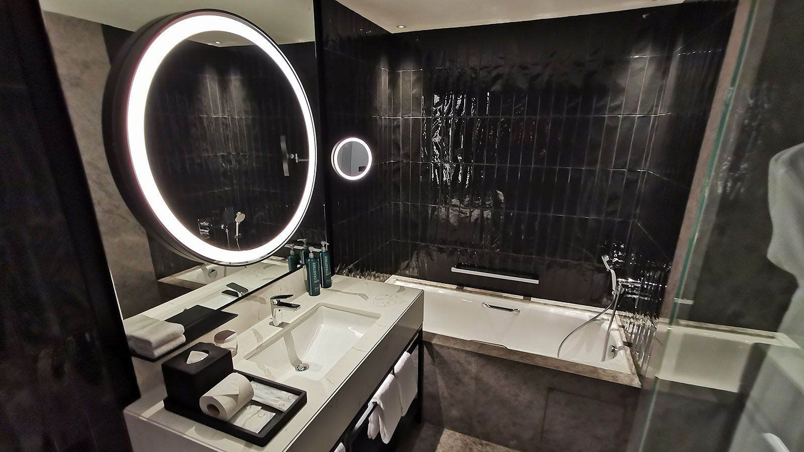Bath and vanity at Hilton Singapore Orchard hotel
