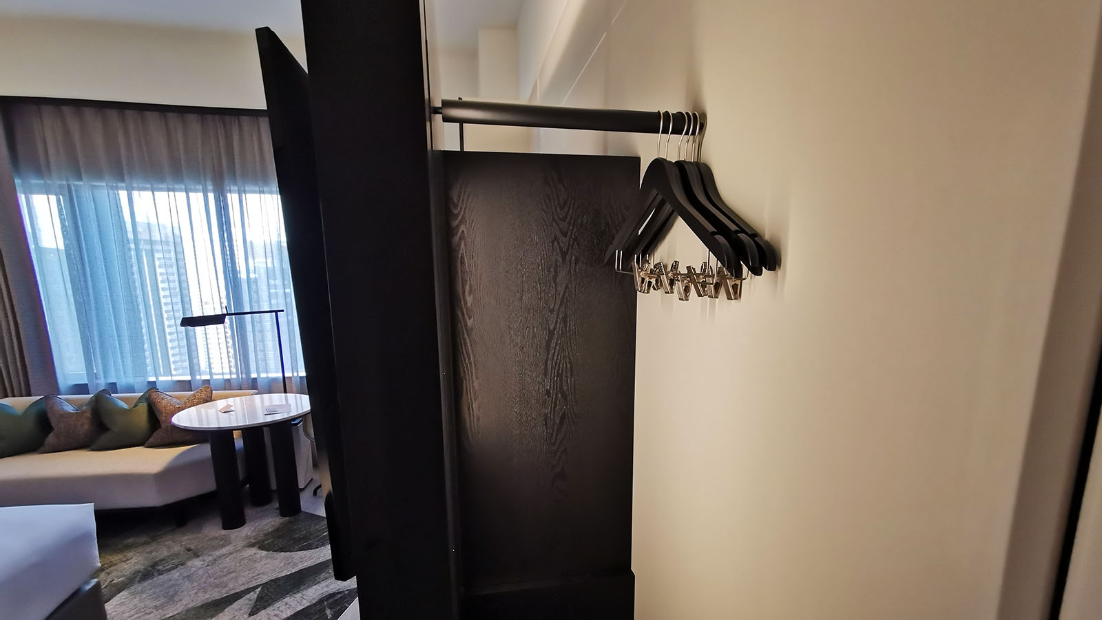 Clothes hanging space at Hilton Singapore Orchard hotel