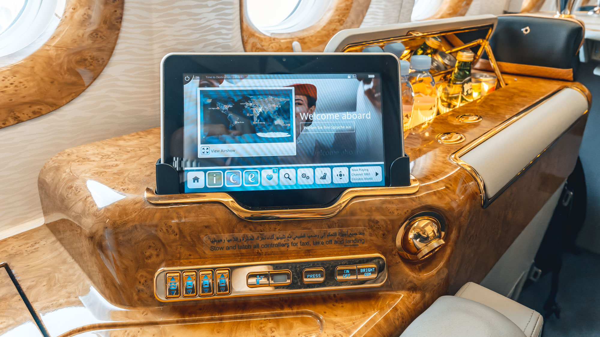 Emirates Boeing 777 First Class tablet