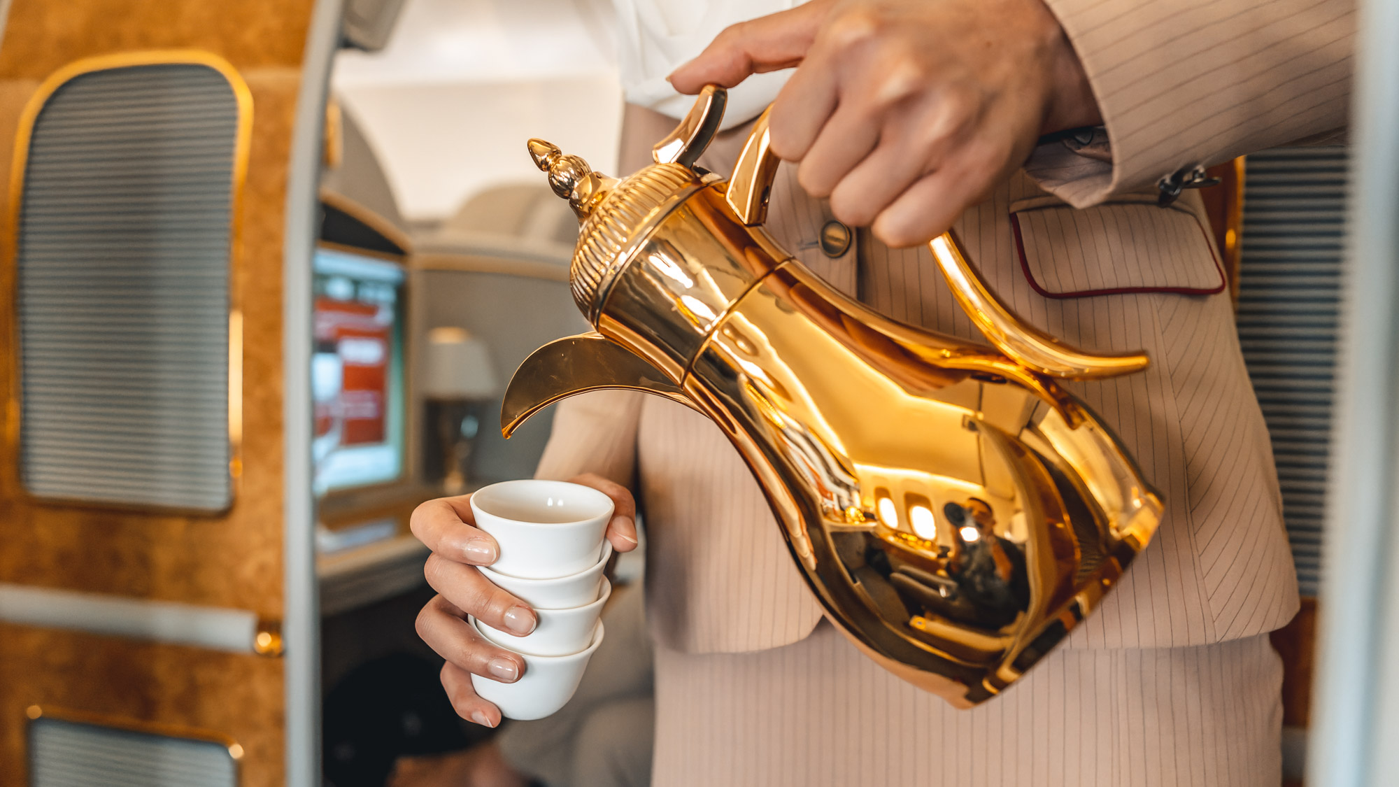 Emirates Boeing 777 First Class Arabic coffee