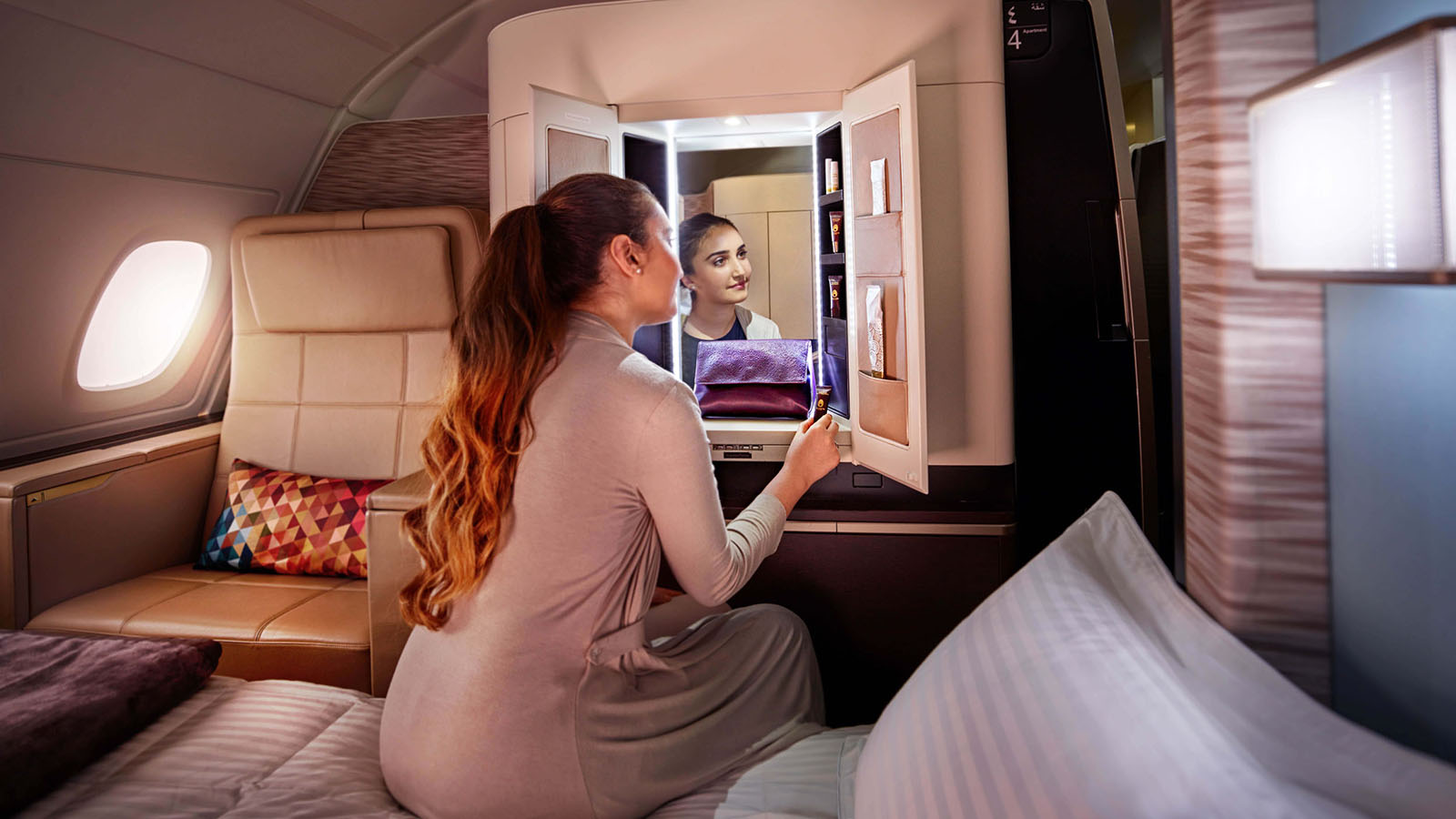 Bed in Etihad's First Apartment on the Airbus A380