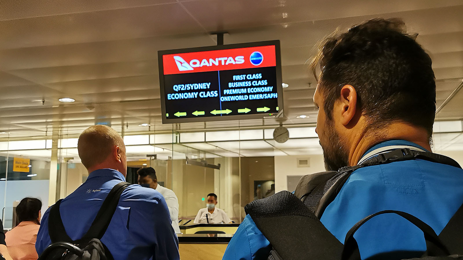 Boarding a Qantas Airbus A380 Economy flight.