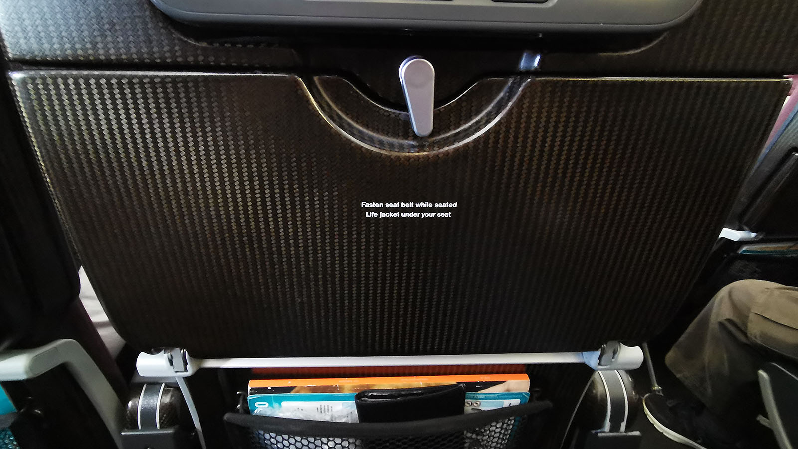 Tray table in Qantas Airbus A380 Economy