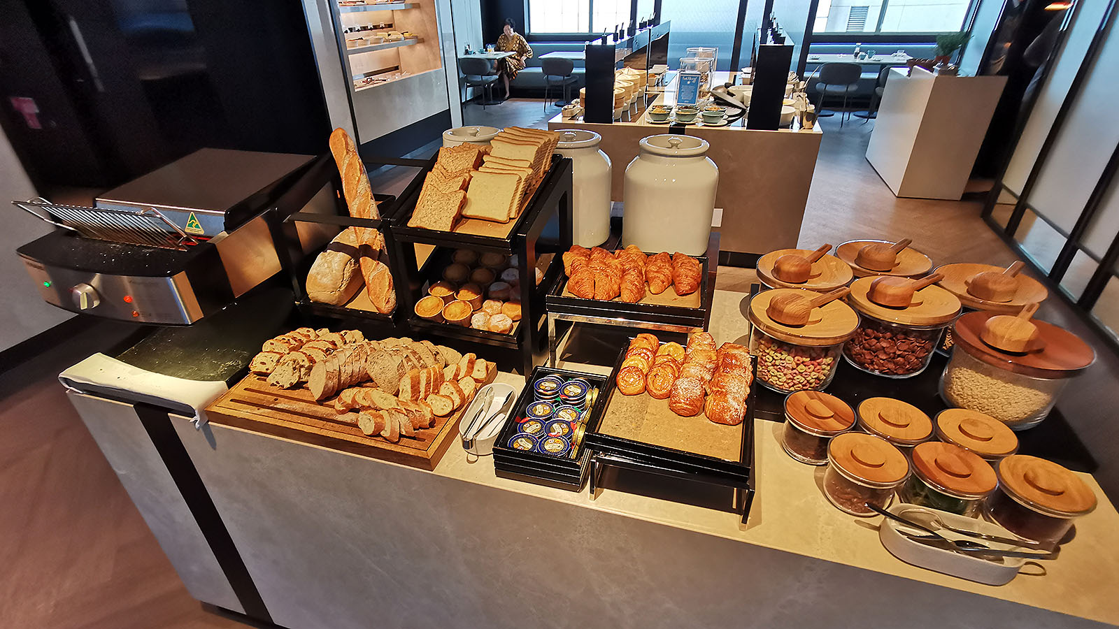 Pastries arranged at breakfast at the Hilton Singapore Orchard Executive Lounge
