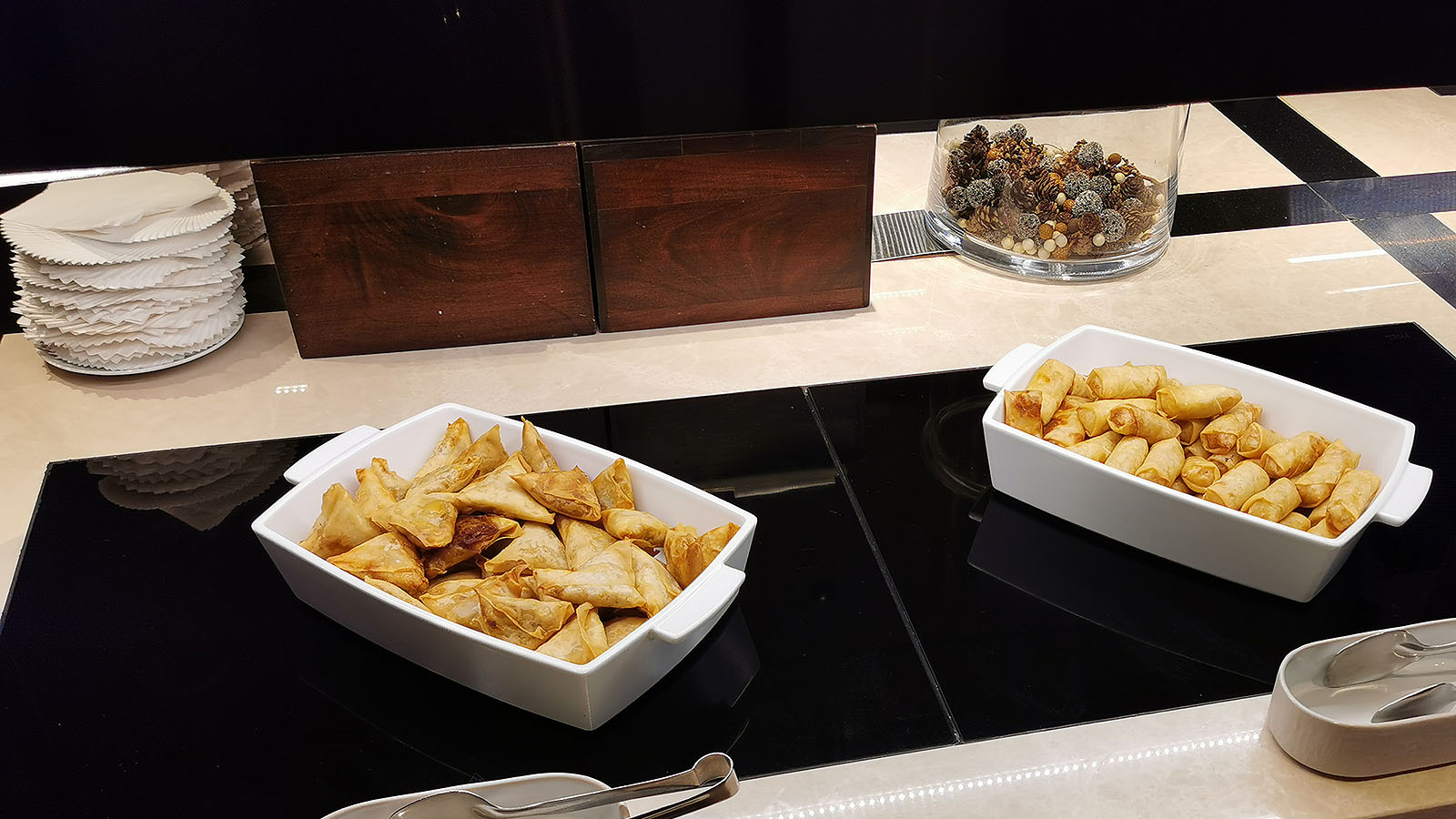 Samosas and spring rolls at Hilton Singapore Orchard Executive Lounge