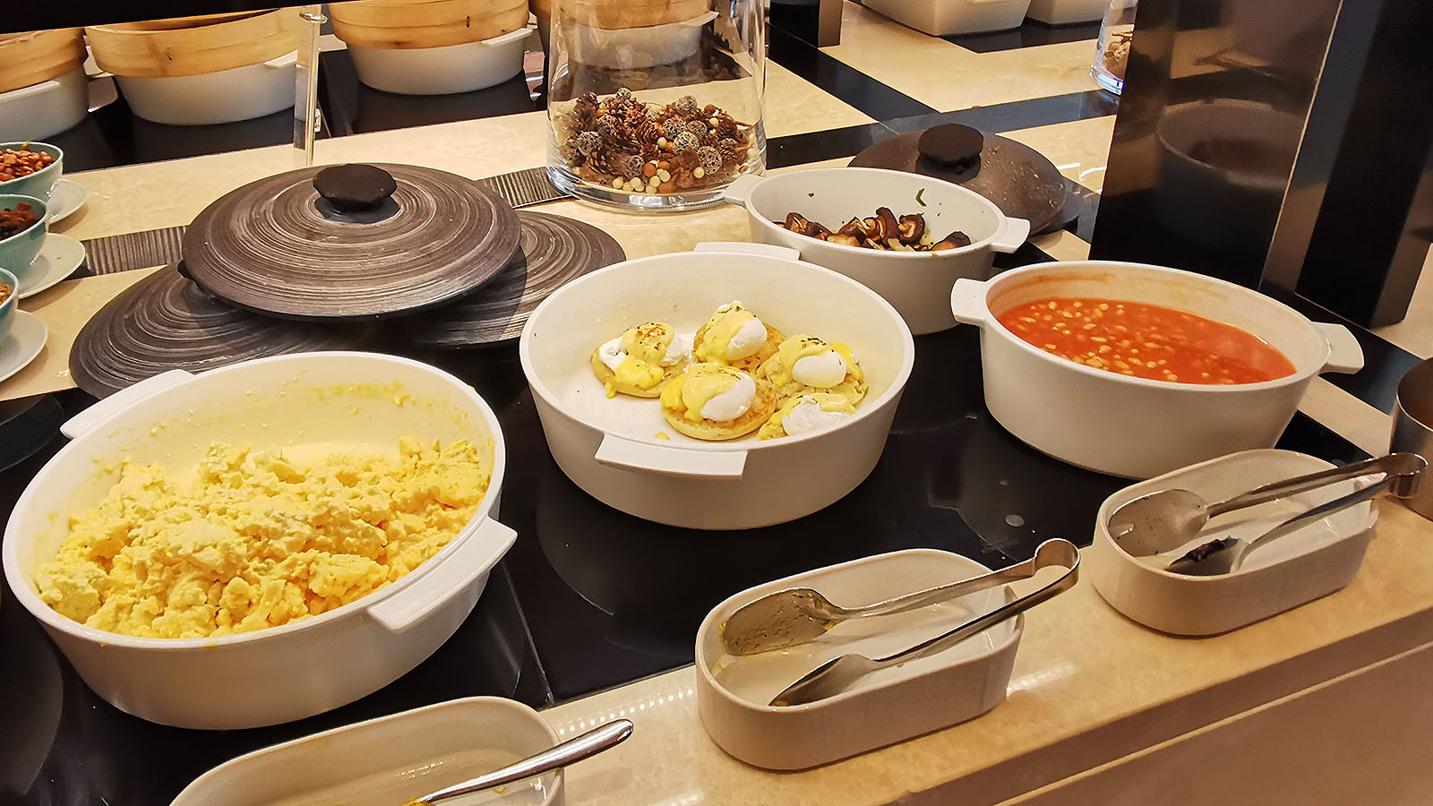 Eggs and baked beans at Hilton Singapore Orchard Executive Lounge