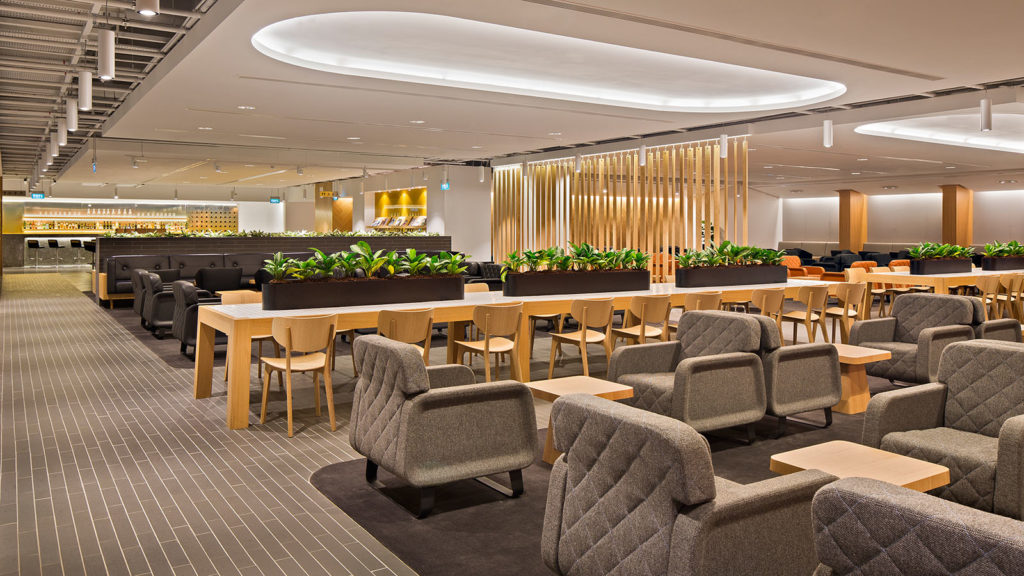 Seating at the Qantas International Business Lounge in Singapore