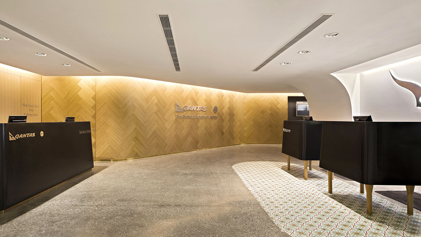 Lobby of the Qantas International Business Lounge in Singapore