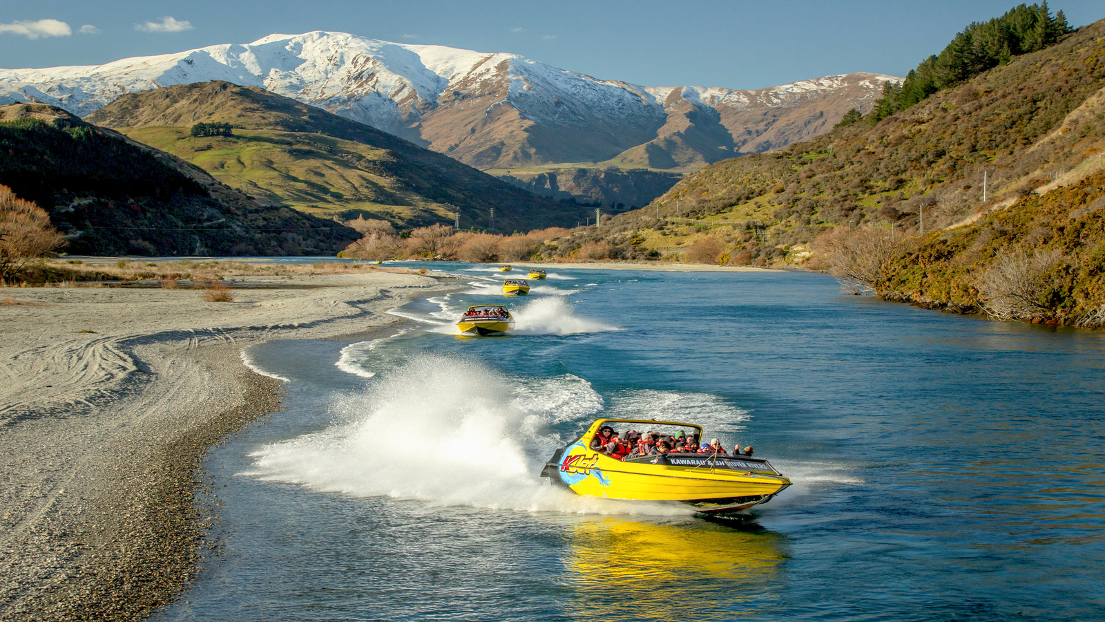 Line of jet boats in Queenstown