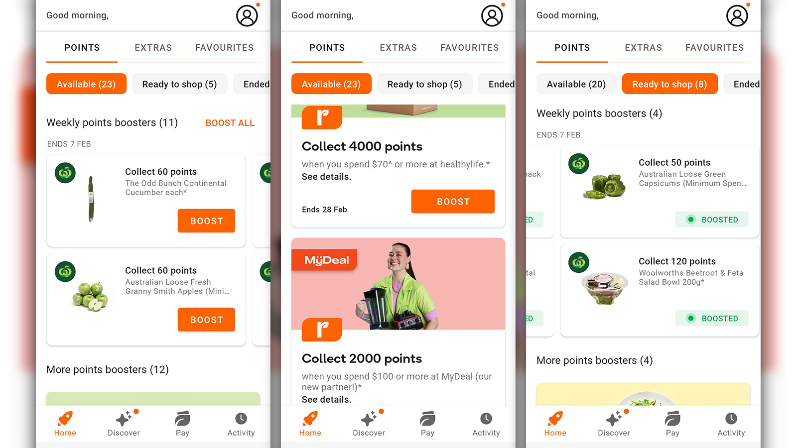 Woolworths Everyday Rewards app - Boosters