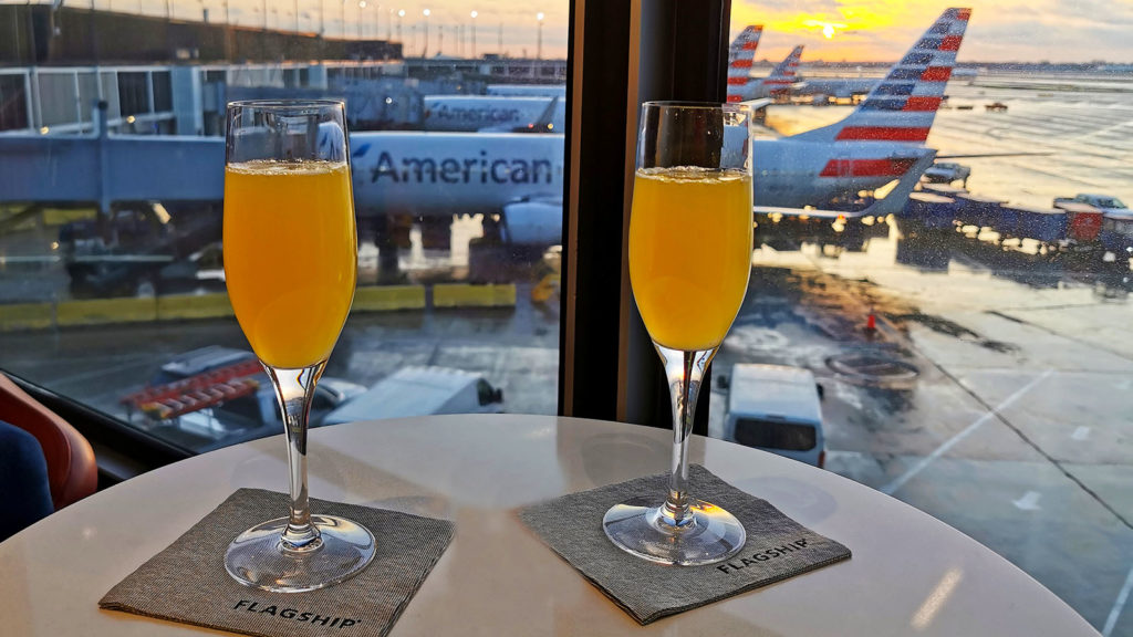 Mimosas at American Airlines' Flagship Lounge in Chicago