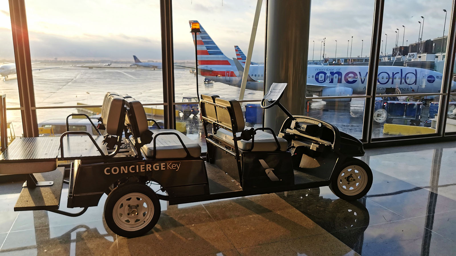 American Airlines ConciergeKey cart outside the Flagship Lounge in Chicago