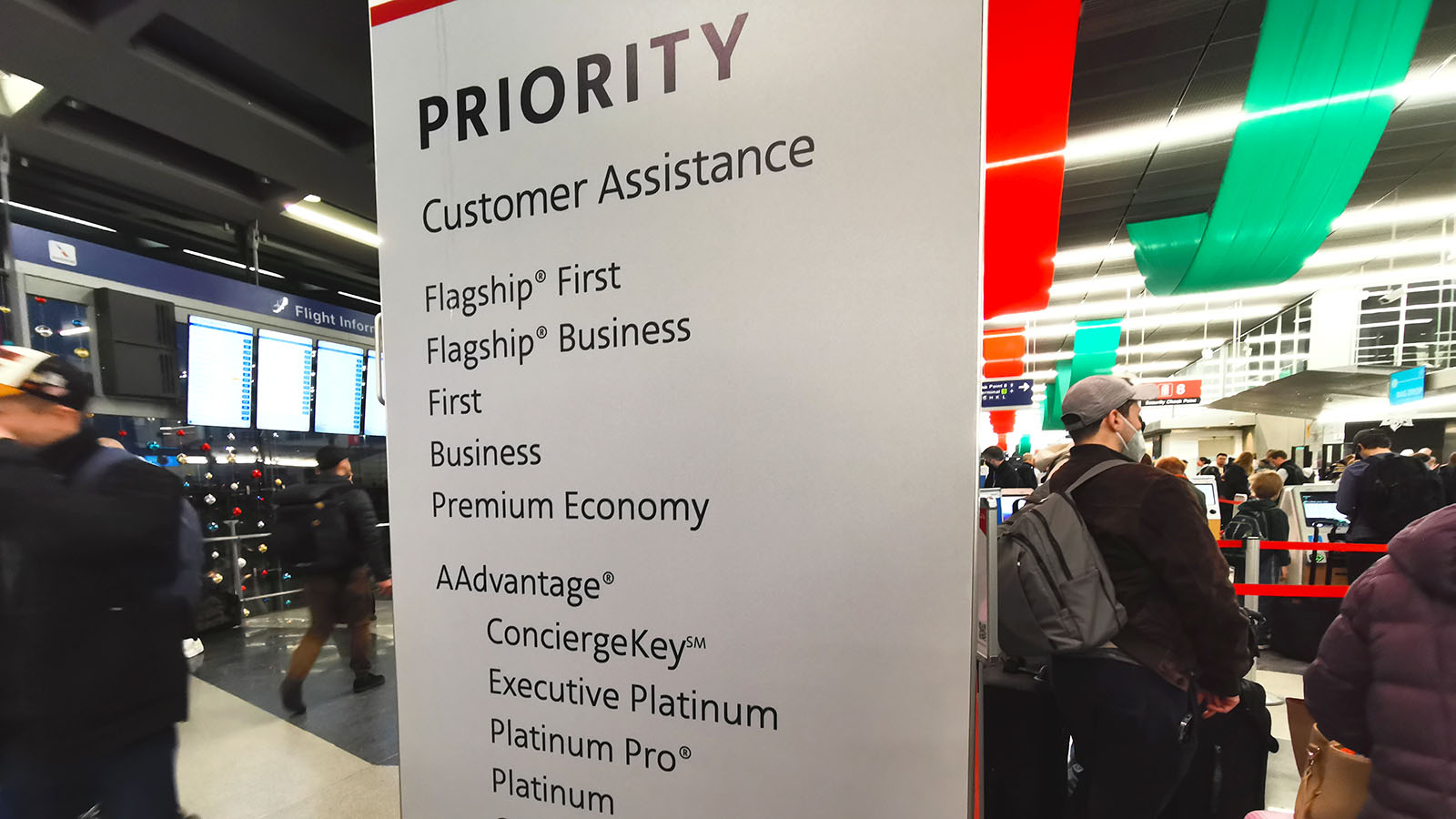 Priority check-in sign at Chicago O'Hare