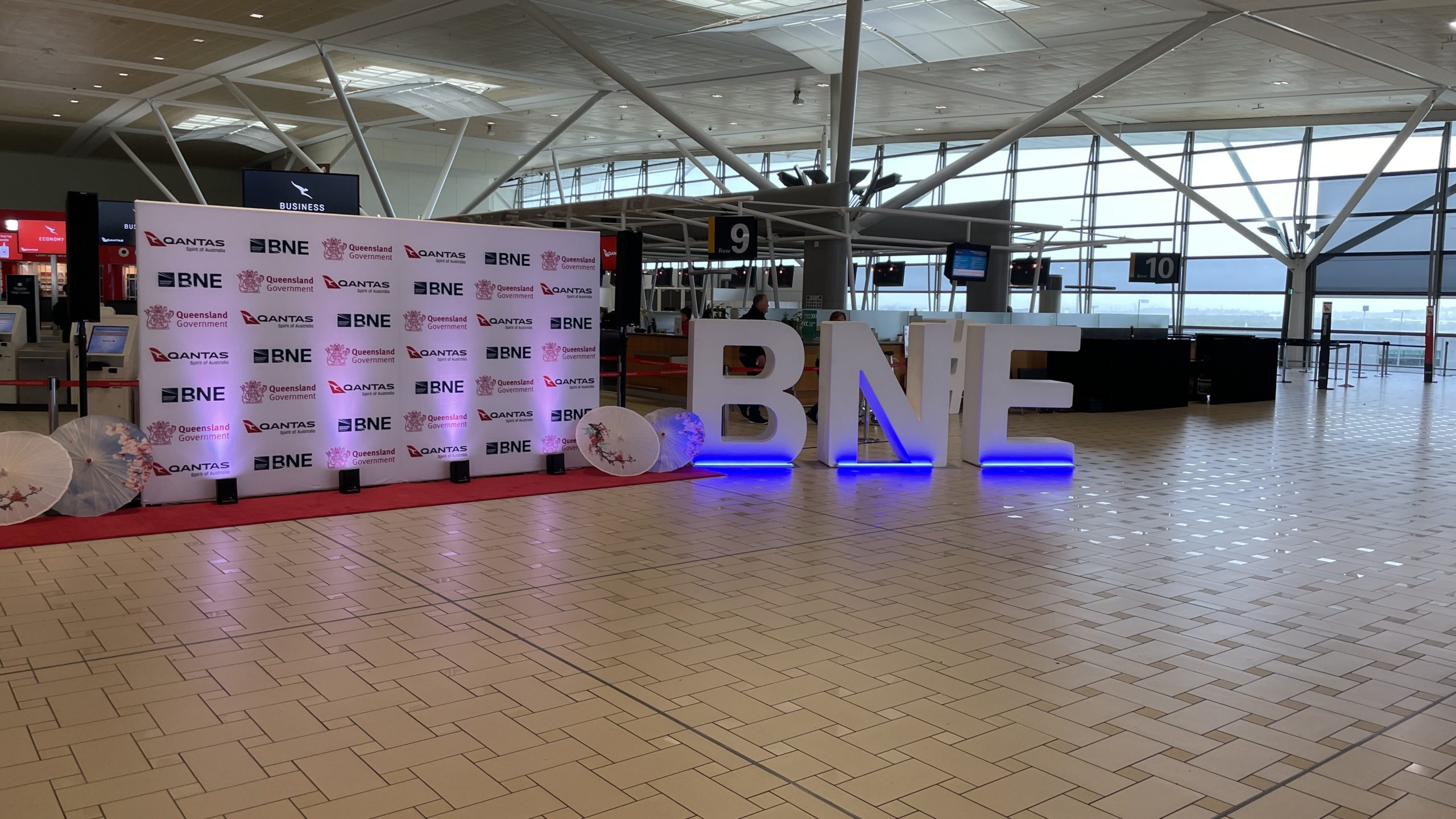 Brisbane Airport BNE sign on angle