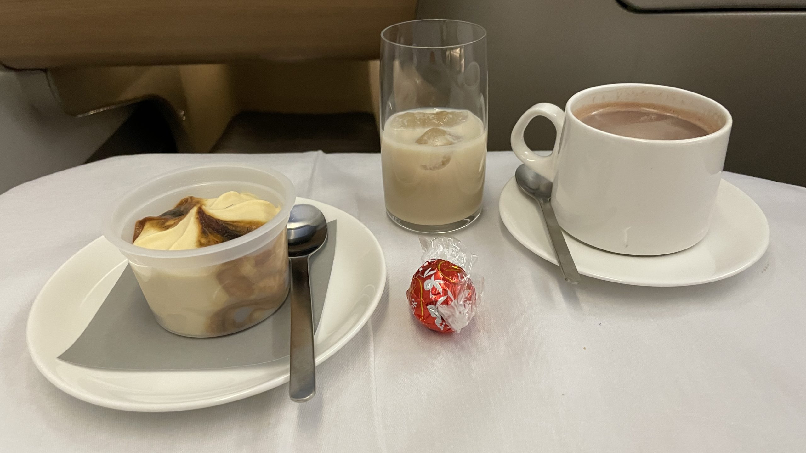 Qantas Business Class Ice-cream, chocolate, Bailey's and coffee