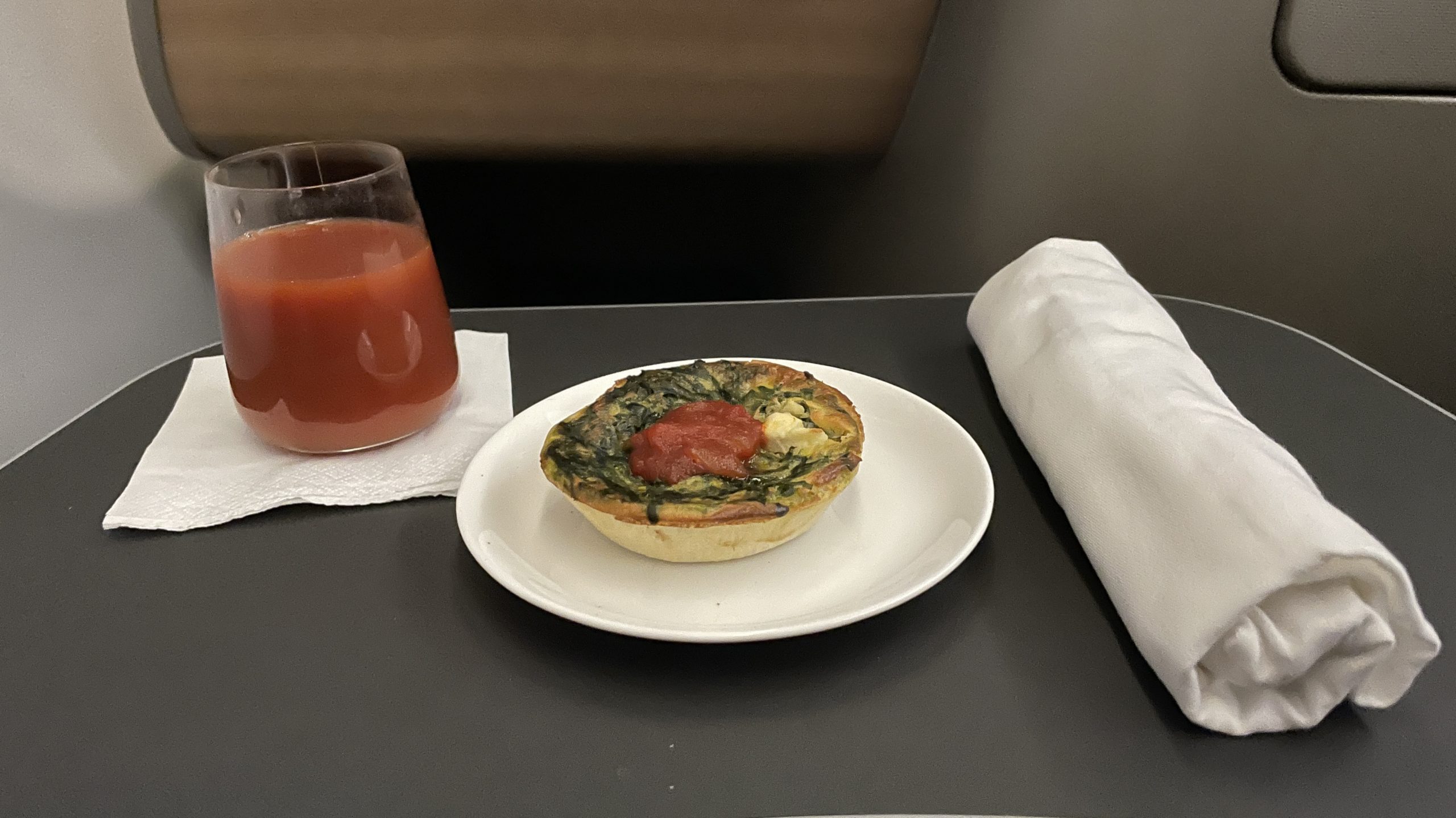 Qantas Business Class Pumpkin and Goats Cheese Quiche