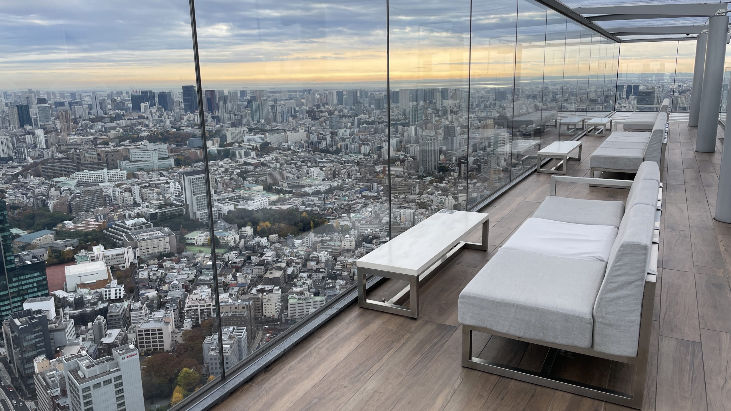 Shibuya Sky lounges overlooking Tokyo city