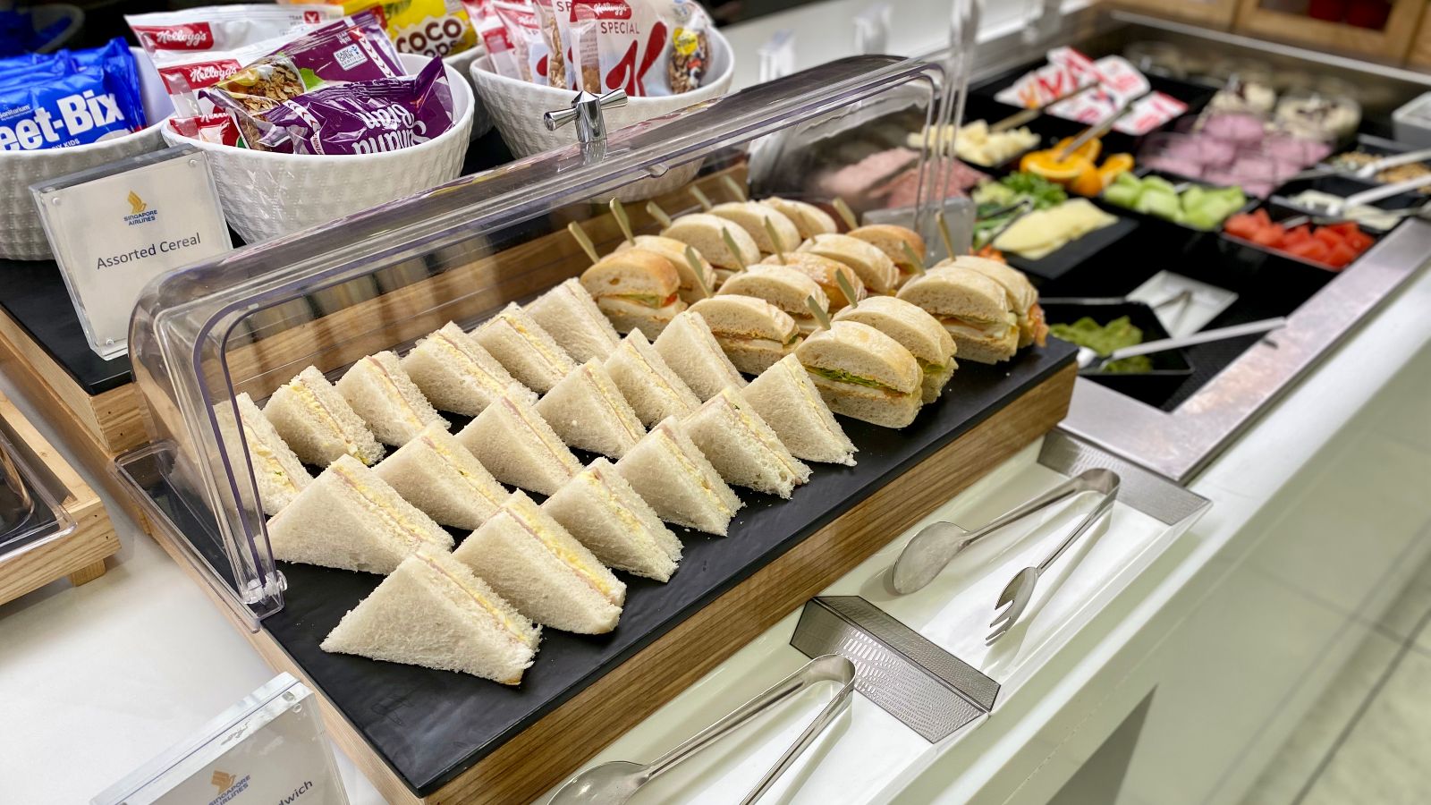 Sandwiches in the SilverKris lounge, Melbourne Airport