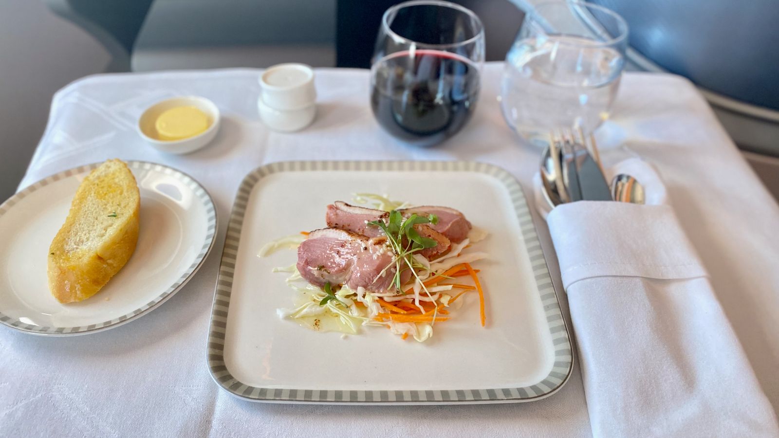 Singapore Airlines Business Class smoked duck