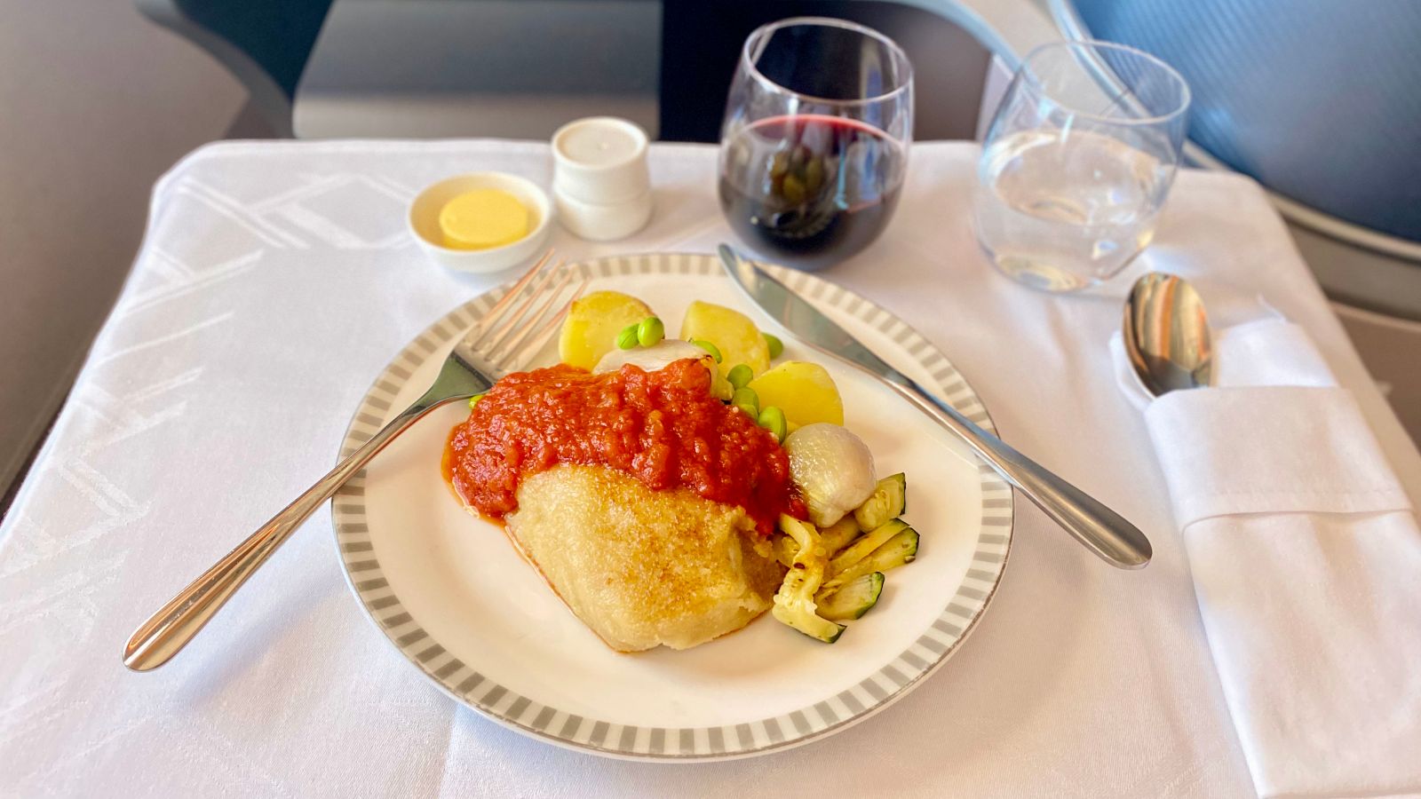 Singapore Airlines Business Class - chicken