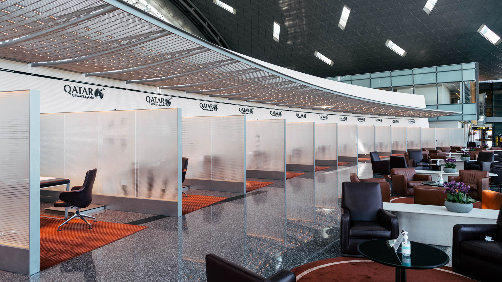 Qatar Airways First Class check-in booth