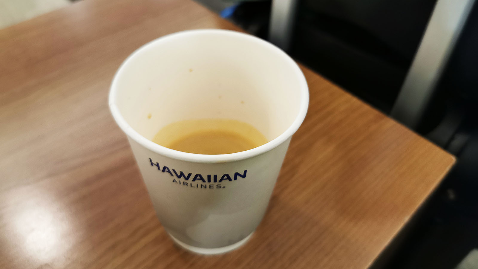 Machine-made coffee in the Hawaiian Airlines Premier Club in Honolulu