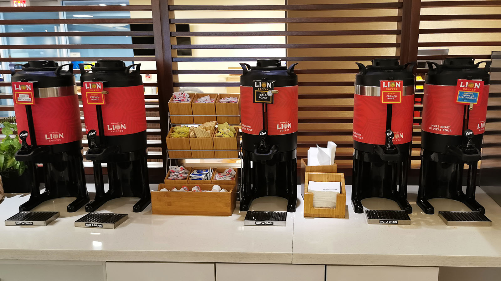 Brewed coffee in the Hawaiian Airlines Premier Club in Honolulu